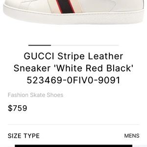 Gucci Men’s Ace Leather Logo stripe “ White Red Black “
